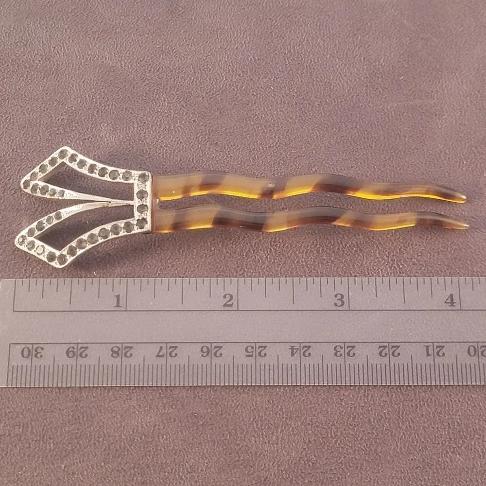 Antique 1920's Art Deco Fishson Silverite Hair Pin